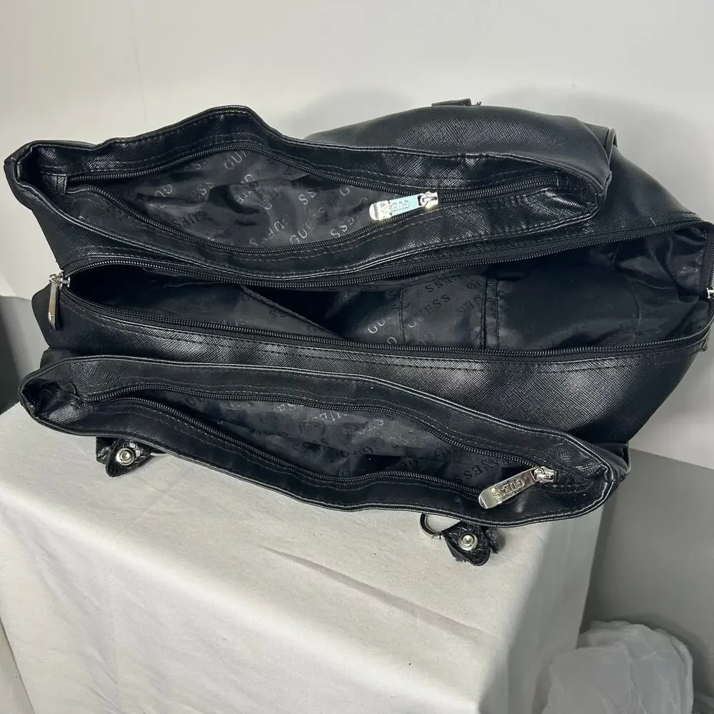 GUESS Black Weekender Travel Tote Overnight Duffel Carry On Shoe Compartment